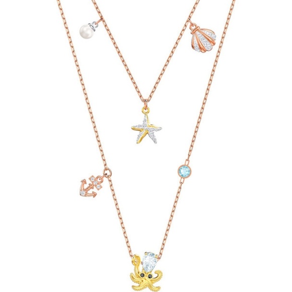 Swarovski Jewelry - Authentic Swarovski Crystal Ocean Necklace, Anchor Starfish & Octopus Motif